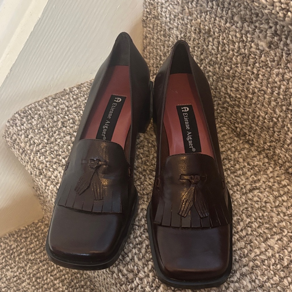 Etienne Aigner Dark Brown Tassel Loafers